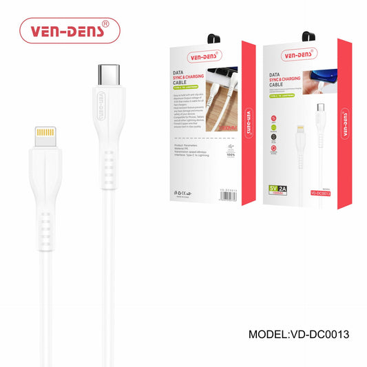 Ven-Dens 2A Type-C to Lightning Data and Charging USB Cable - 1 Metre
